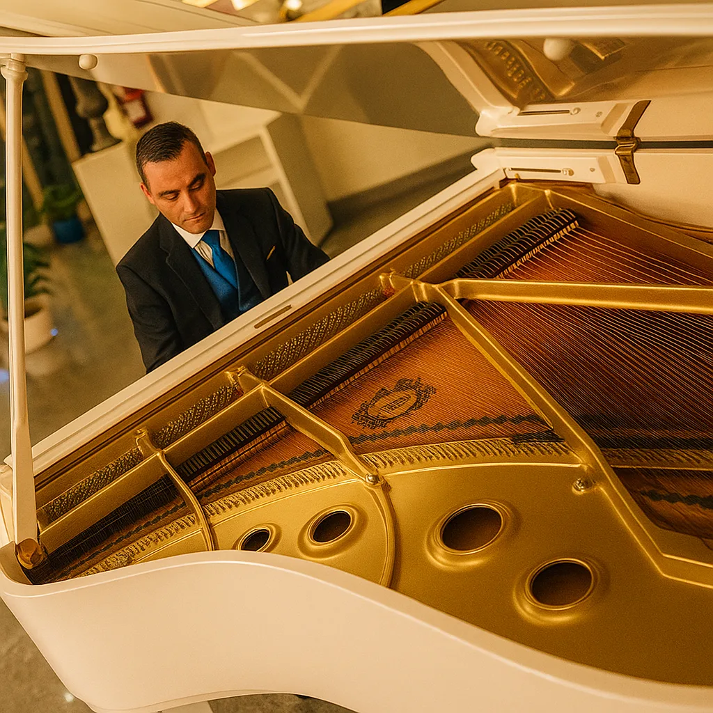 Pianista profesional tocando un piano